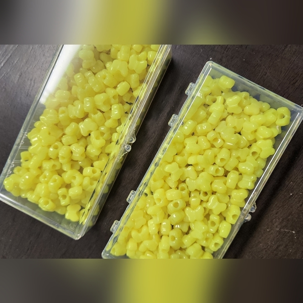 Neon Butterfly Yellow Beads New Set Of 2 Jewelry Making